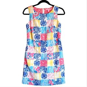 Lilly Pulitzer Patchwork Shift Dress with Embroidery in Size 0